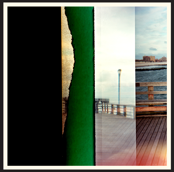 Film photo showing multiple exposures of Coney Island