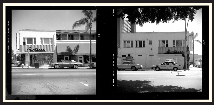 Film photo of vintage cars parked in San Diego