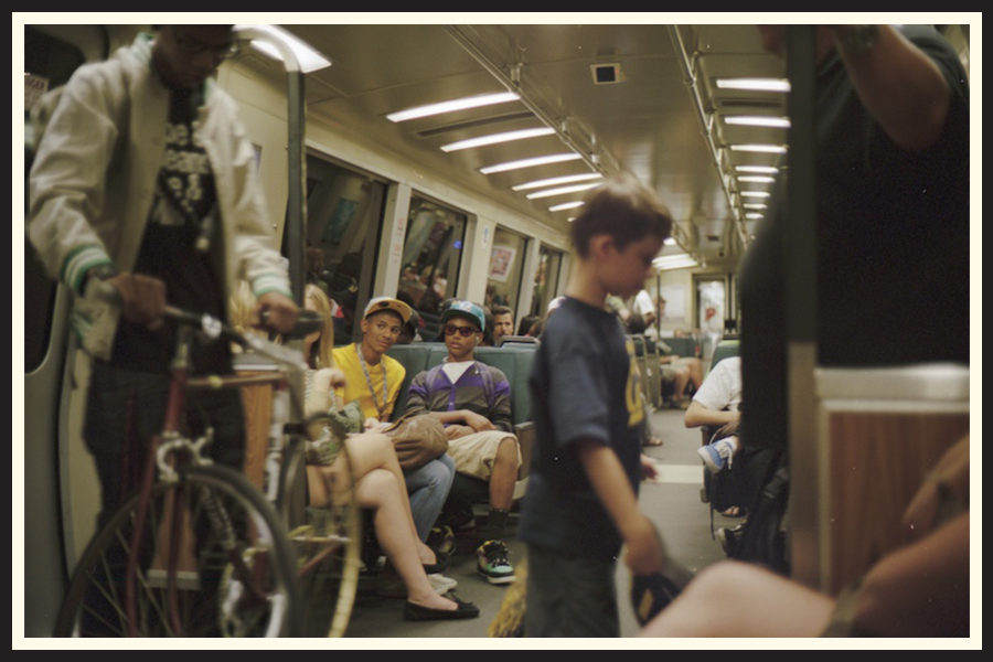 Film Photo of people on train in San Francisco