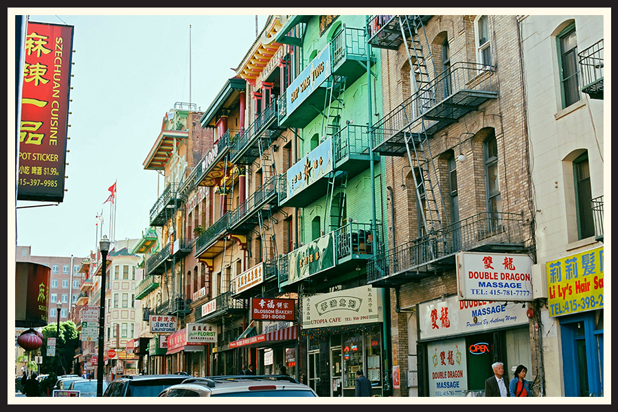 Film photo of buildings in Chinatown, San Francisco