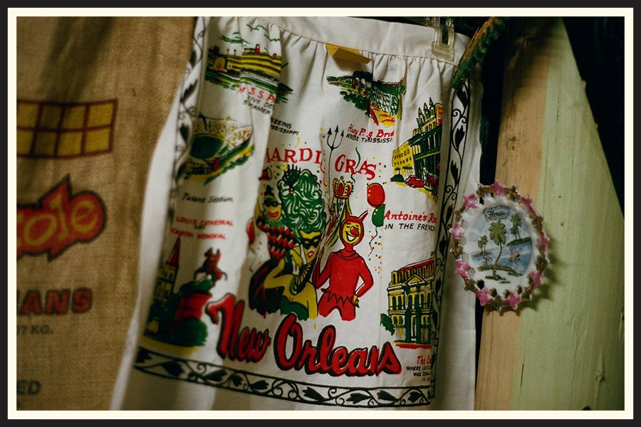 Film photo of a decorative towel hanging in New Orleans