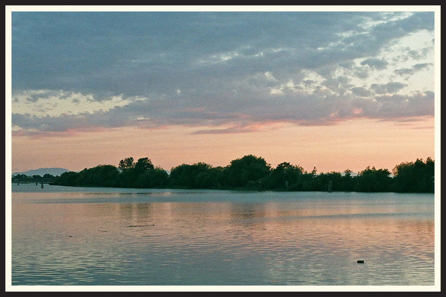 Film photo of the sunset over the water in Richmond