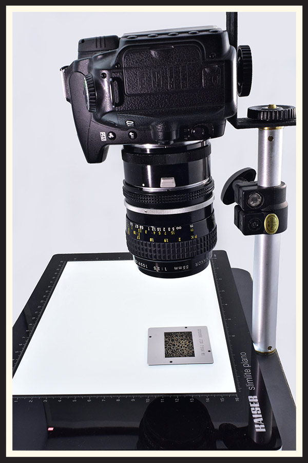 A digital camera scanning setup