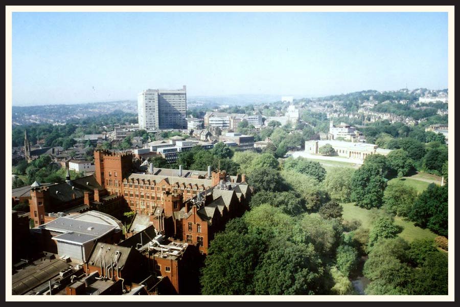 Film photo of an aerial view of Sheffield, UK.