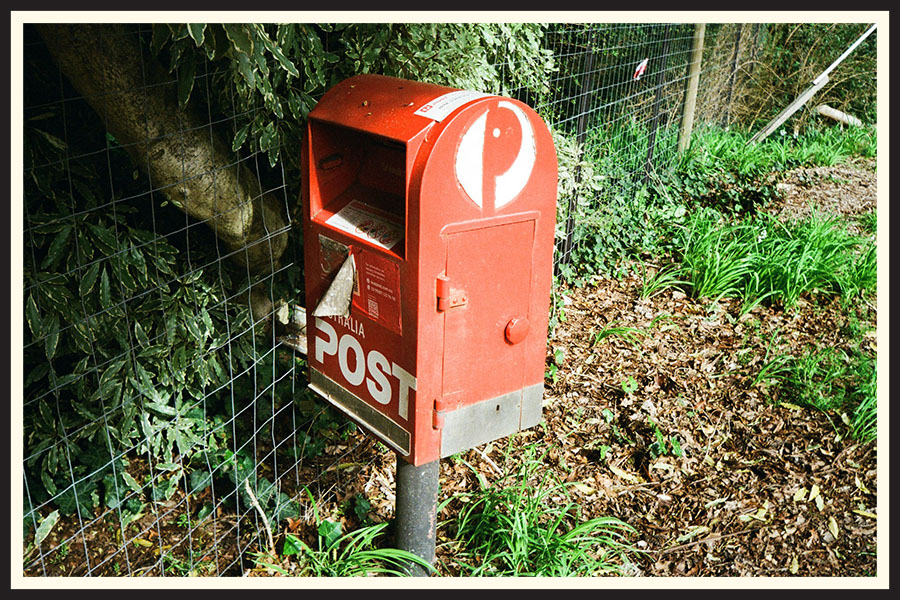 Film photo of an Australia Post dropbox