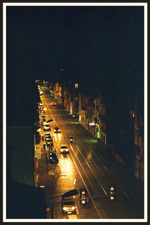 A city night scene taken on Kodak Gold 200 film